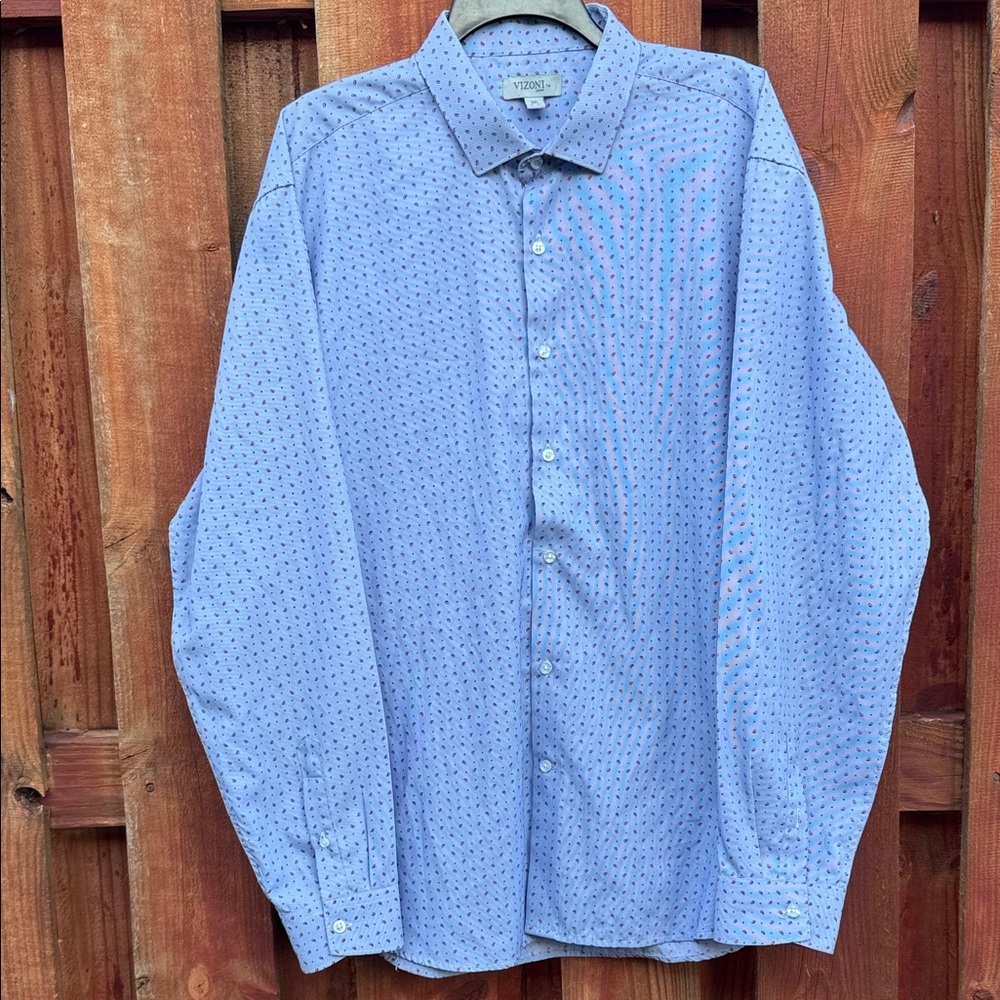 Vizoni Men's Blue Patterned Casual Shirt Size XXL